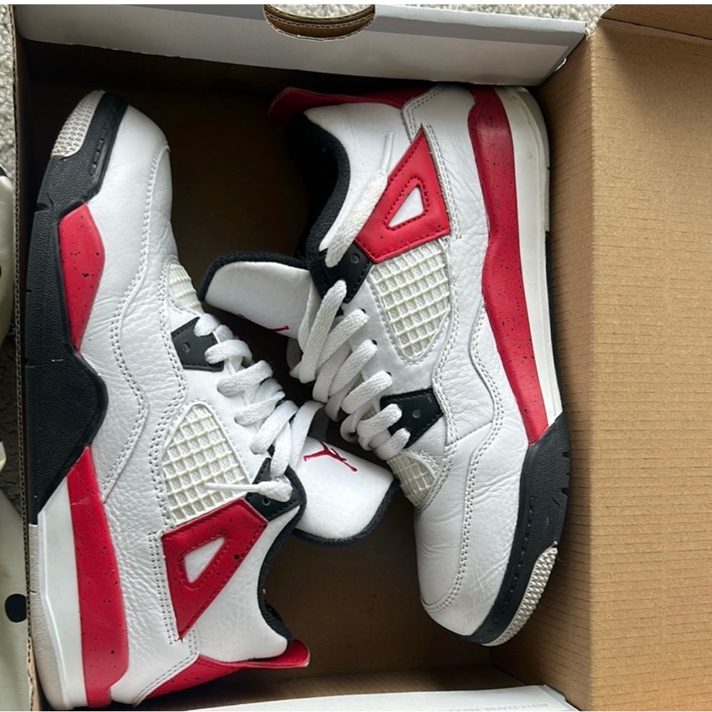 White and Red Athletic Sneakers